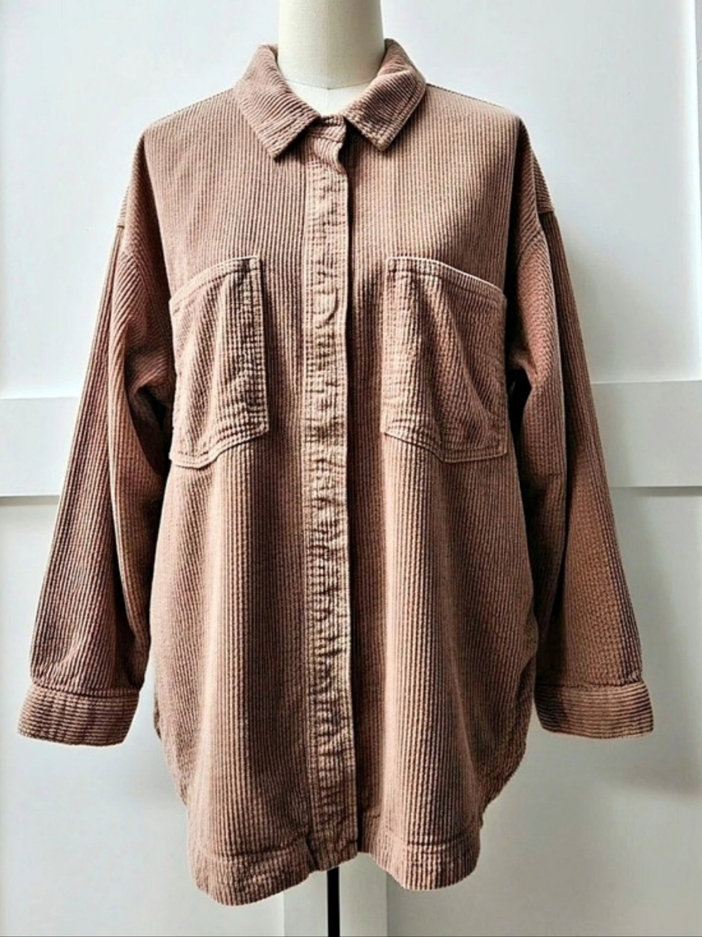 Forever 21 Corduroy Button-Front Shacket Brown Medium
